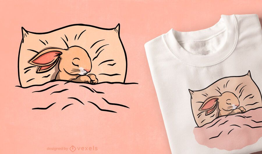 Diseño de camiseta lindo conejito durmiendo Diseño de camiseta lindo conejito durmiendo