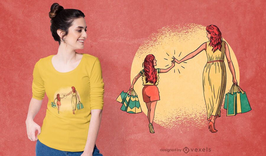 Diseño de camiseta de compras madre hija Diseño de camiseta de compras madre hija