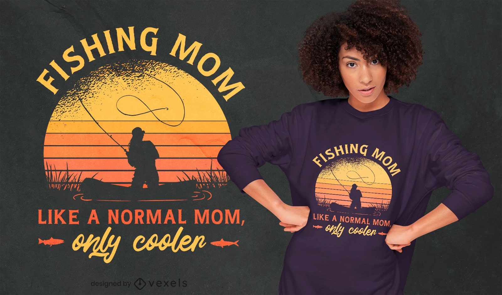 Diseño de camiseta de cita de pesca de mamá