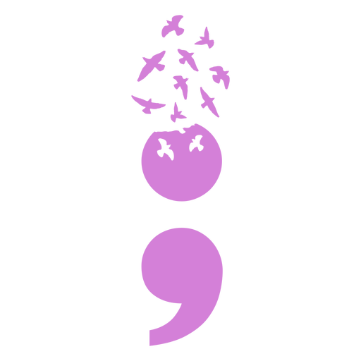 Semicolon with flying birds design cut out  PNG Design