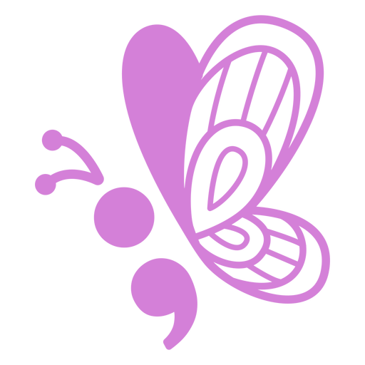 Butterfly semicolon filled stroke PNG Design