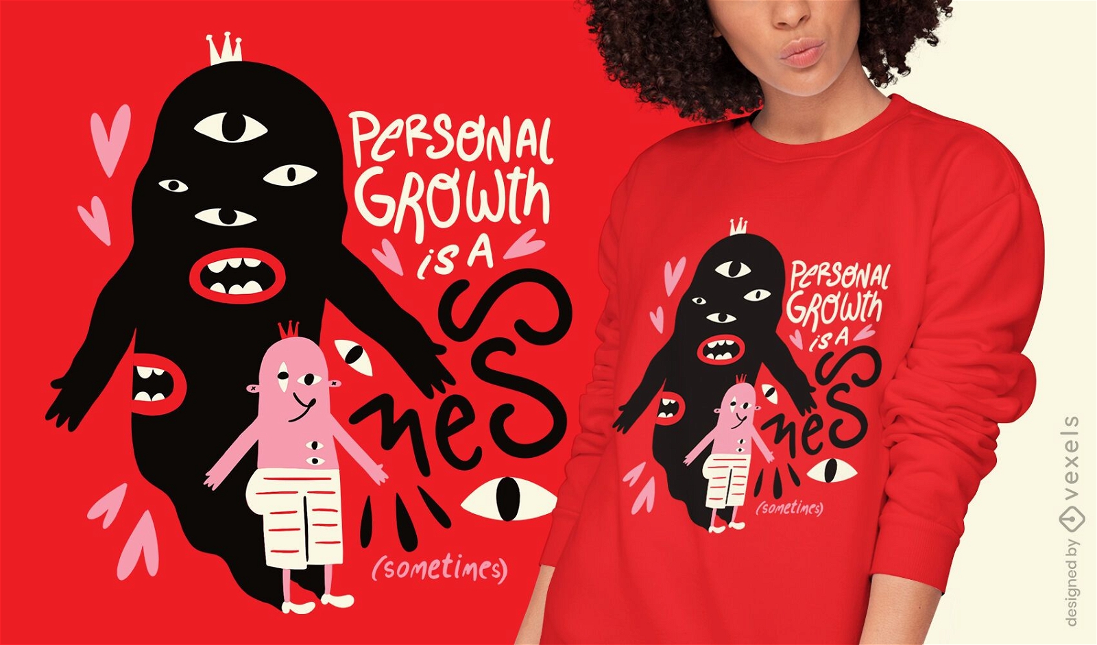 Desenho de camiseta de crescimento pessoal de criatura abstrata