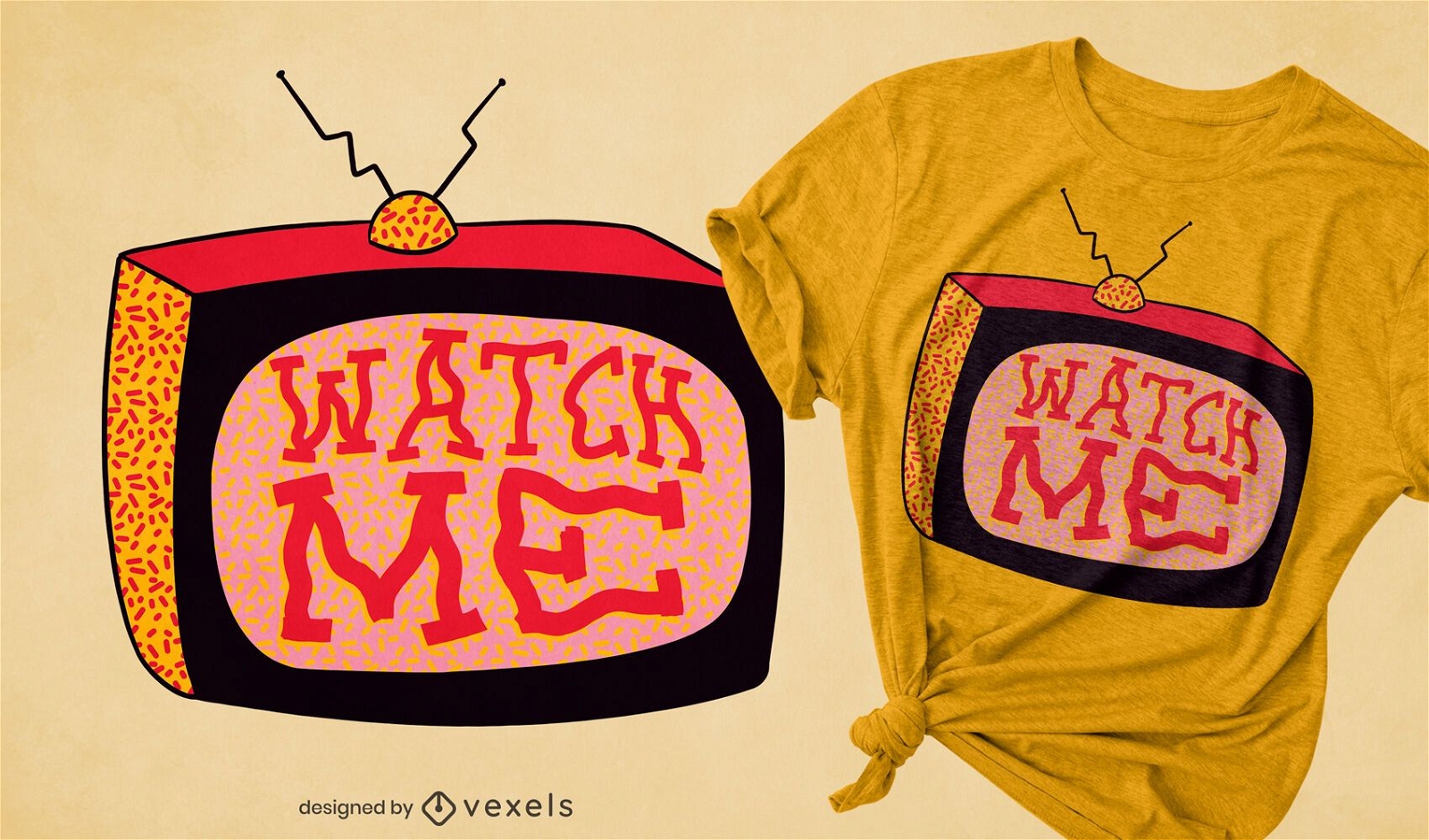 Retro television watch t-shirt design