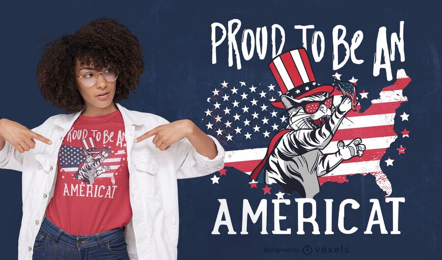Design de camiseta com citação de gato americano Design de camiseta com citação de gato americano
