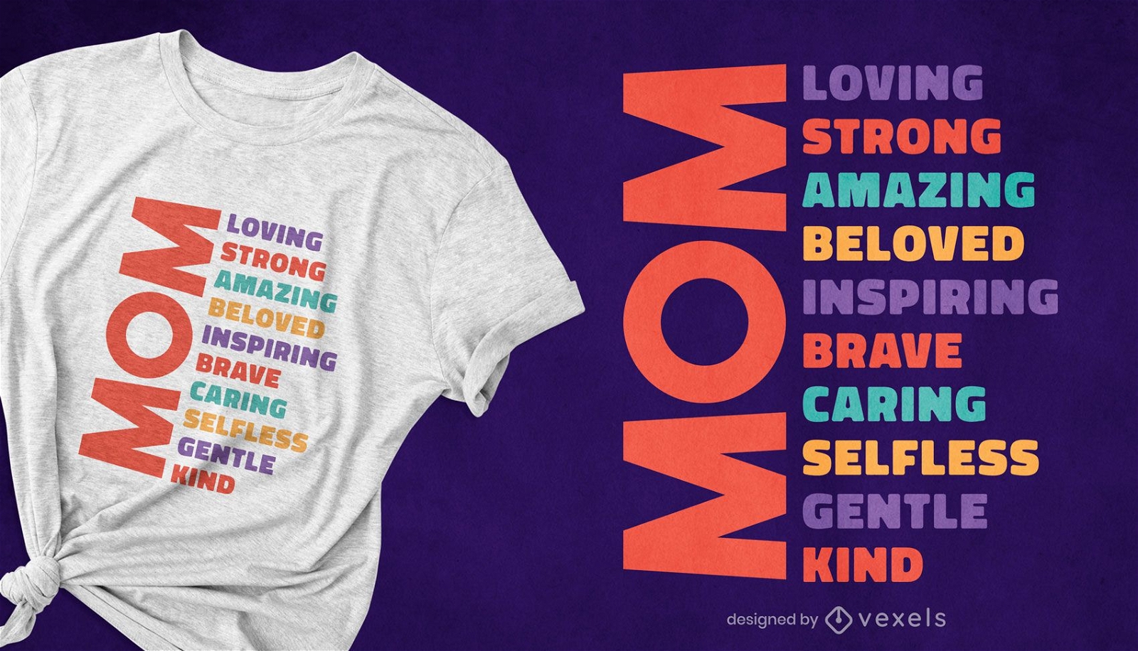 Design de camiseta com adjetivo para o dia das mães