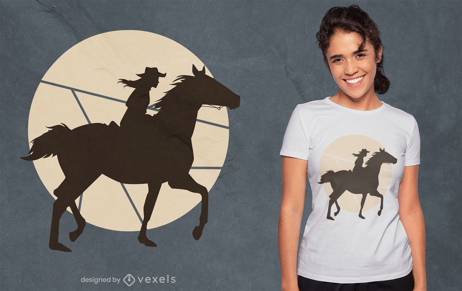 Woman horse rider silhouette t-shirt design