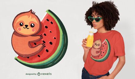 Sloth and watermelon cute t-shirt design