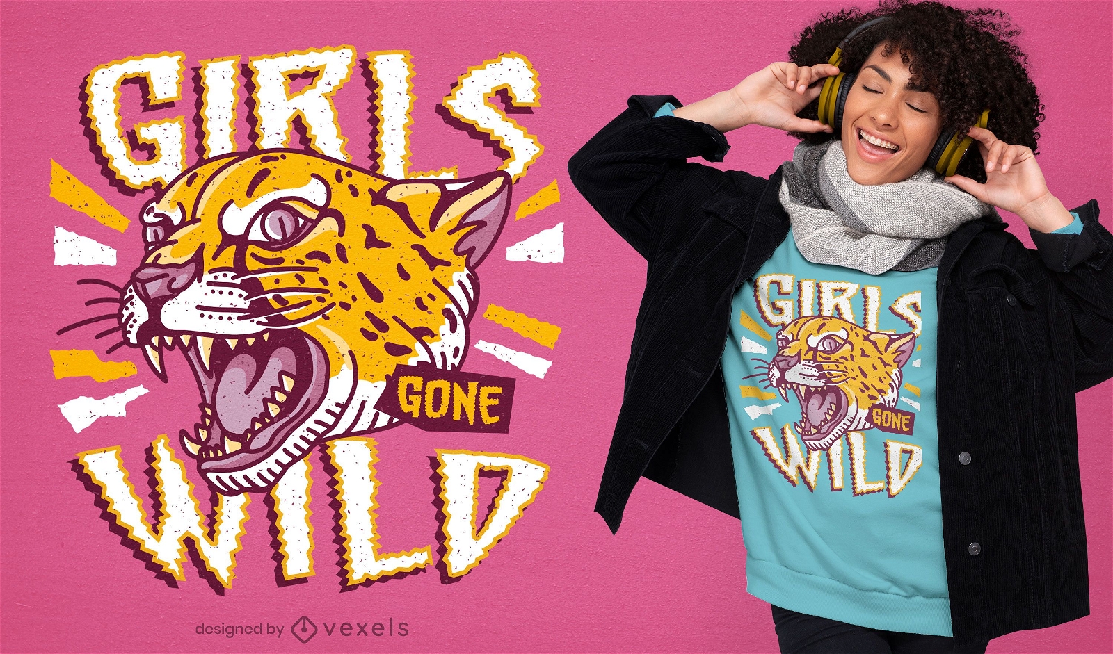 Diseño de camiseta de cita de guepardo de chicas salvajes