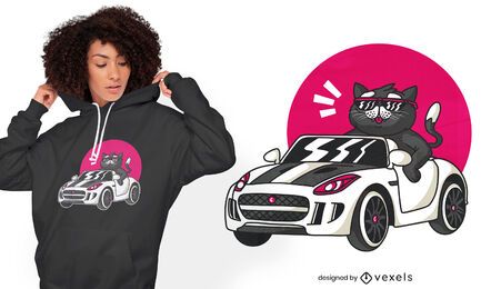 Gato preto dirigindo o design de uma camiseta fofa