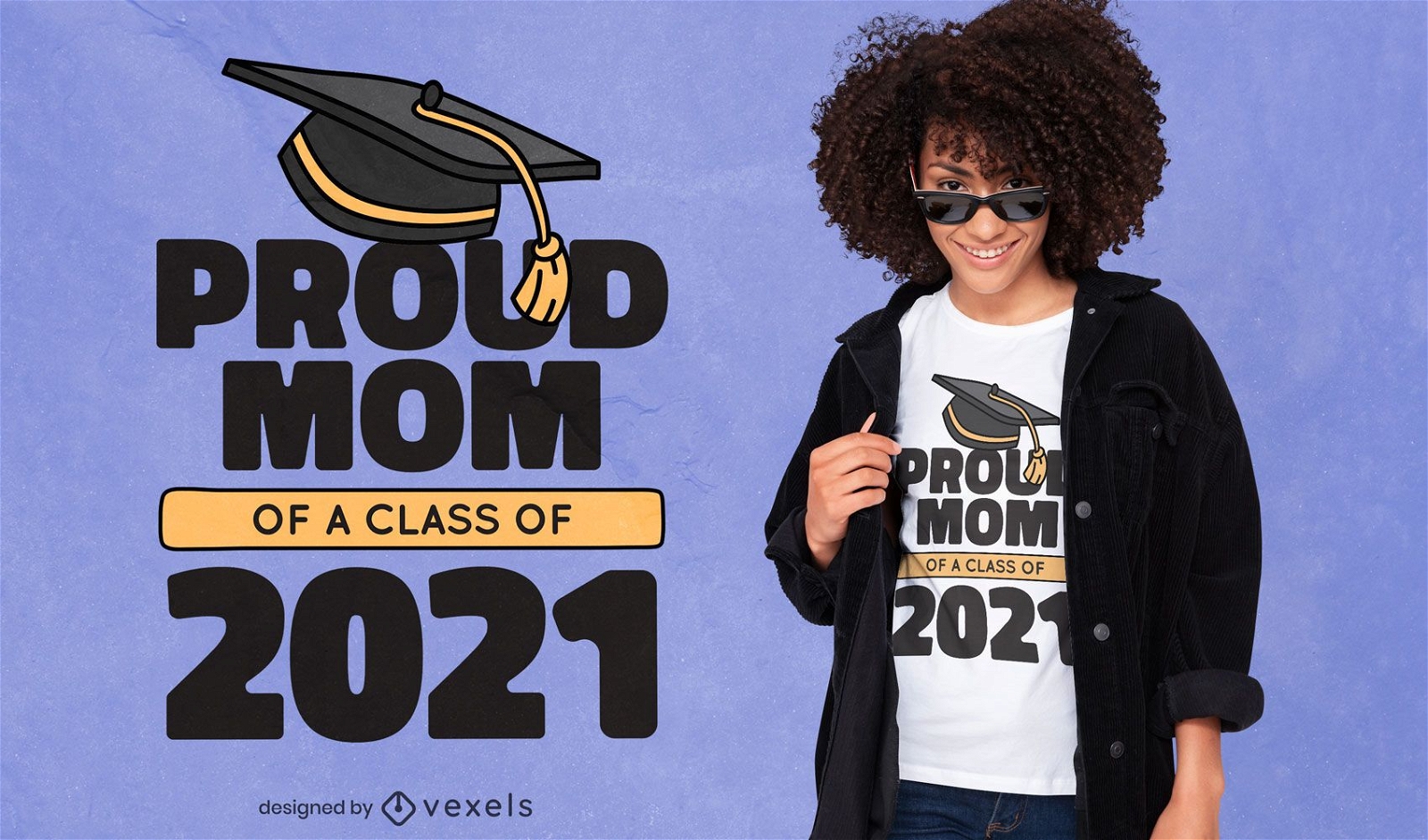 Design de camiseta de formatura de mãe orgulhosa de 2021