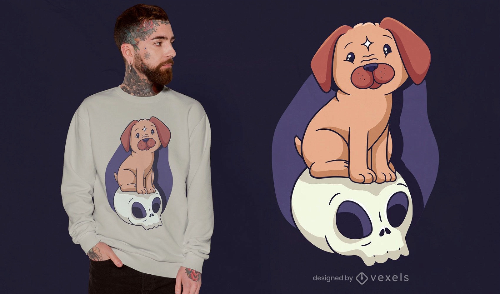 Design de t-shirt de cão com caveira