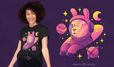 Diseño de camiseta llama astronaut.