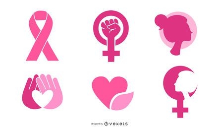 Female pink icon vector material-2