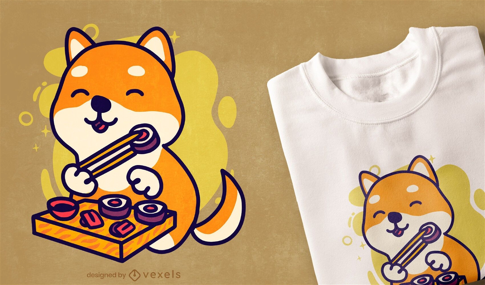 Cute shiba dog sushi t-shirt design