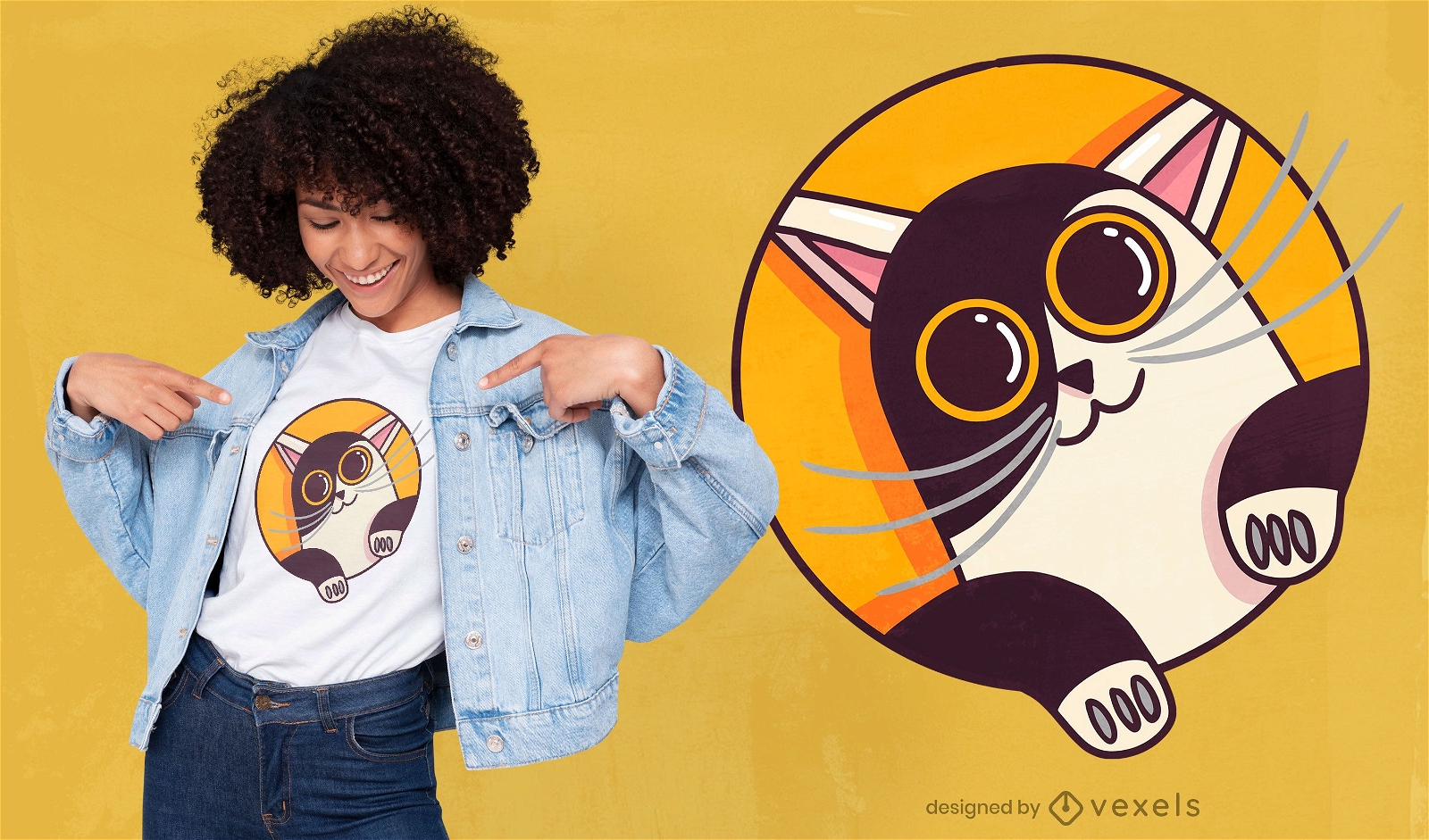 Nette Katze, die heraus T-Shirt Design herausschaut