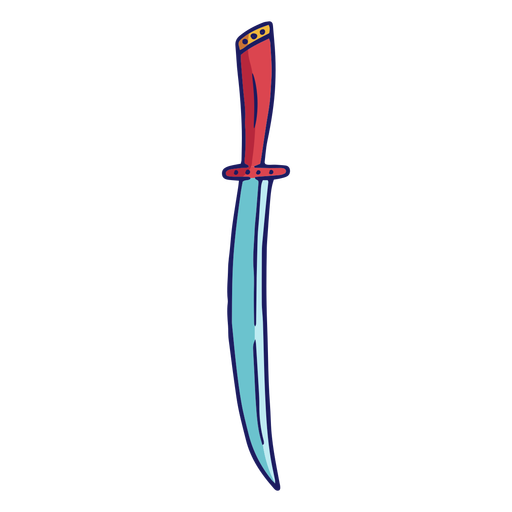 Curved sword red hilt color stroke PNG Design