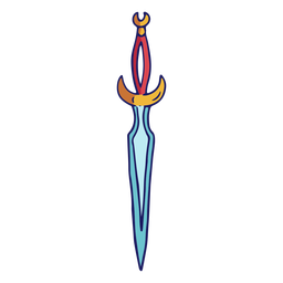 Ornamented pointy sword color stroke PNG Design