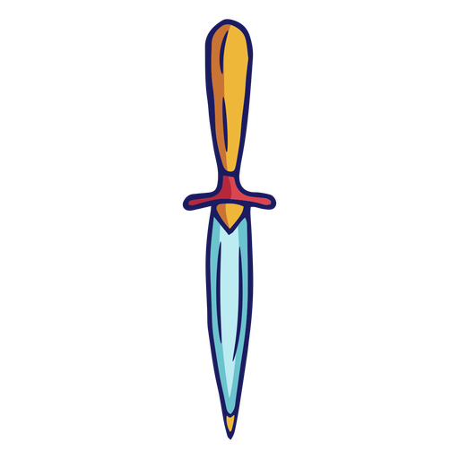 Short yellow hilt dagger color stroke PNG Design