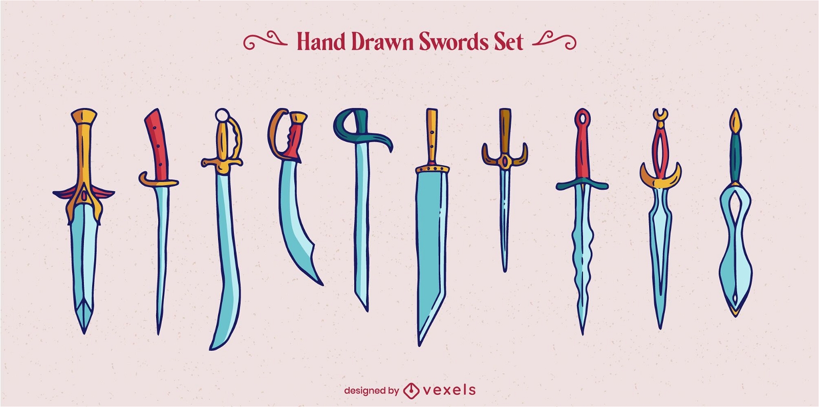 Sword weapon warrior elements set