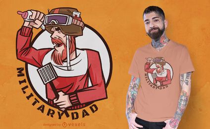 Diseño de camiseta de personaje de papá militar.
