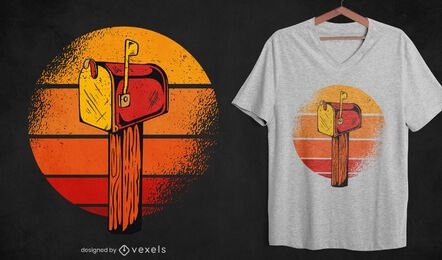 Design de camiseta da caixa de correio do pôr do sol