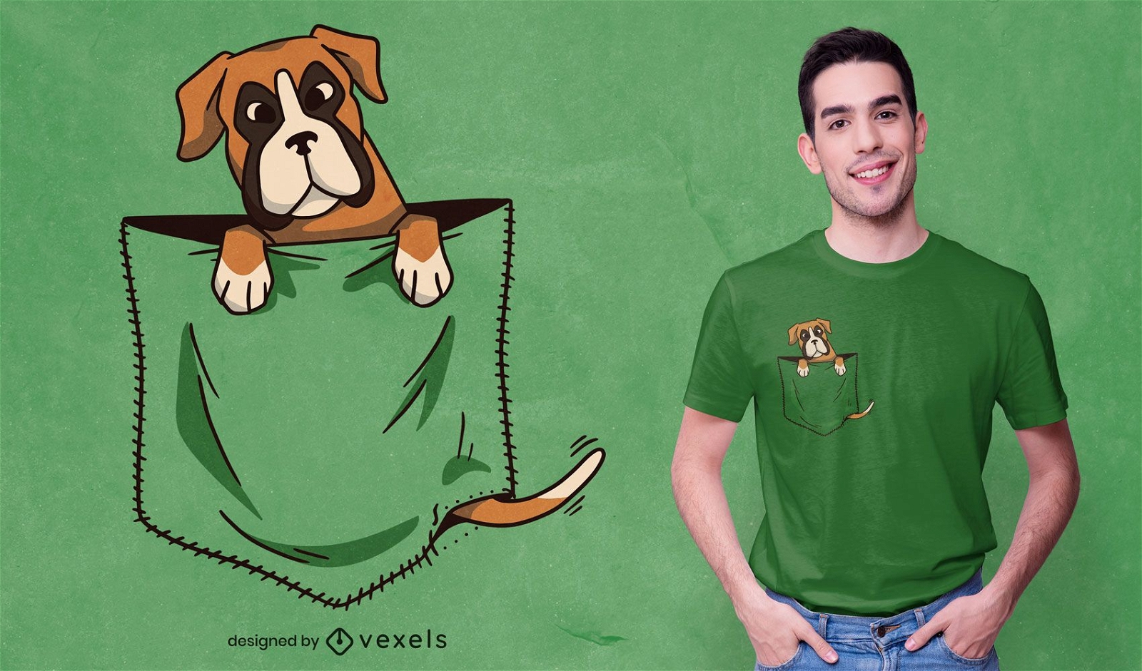 Design de camiseta com cachorro no bolso