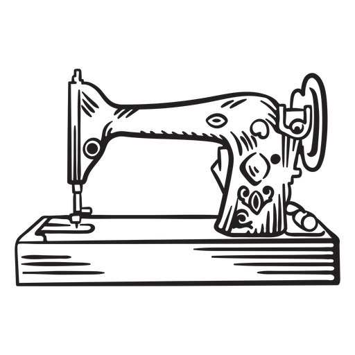 Antique sewing machine stroke PNG Design