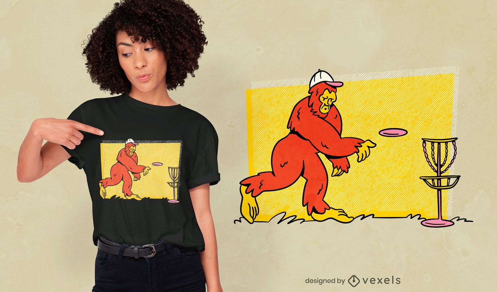 Big foot playing disc golf t-shirt design