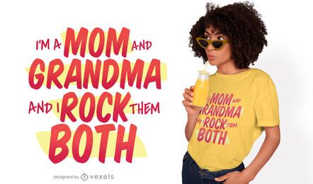 Diseño de camiseta con letras de mamá y abuela.