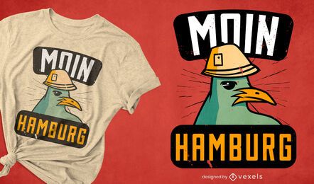 Gaivota com design de t-shirt de personagem de chapéu