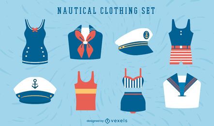Conjunto de roupas náuticas vintage de marinheiro Conjunto de roupas náuticas vintage de marinheiro