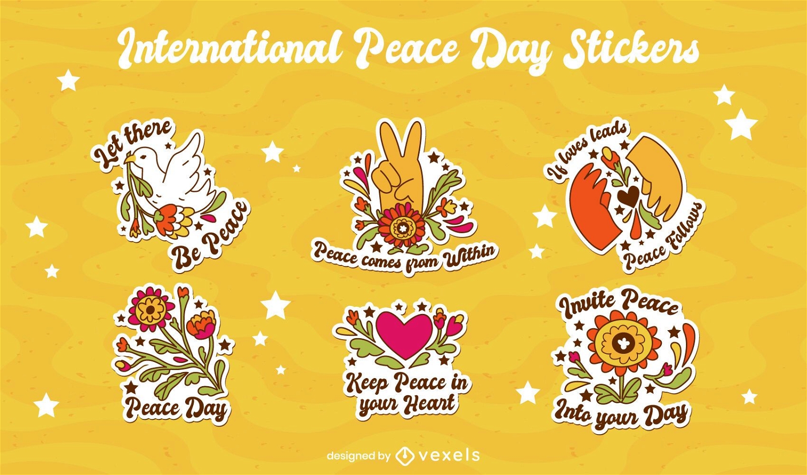 International peace day sticker set