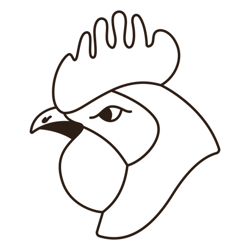Rooster head side filled stroke PNG Design