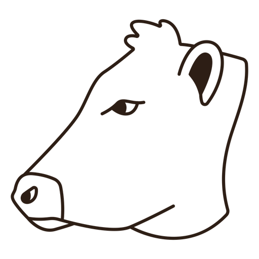 Cow head side filled stroke PNG Design