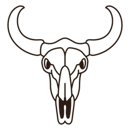 Bull Skull Filled Stroke PNG & SVG Design For T-Shirts