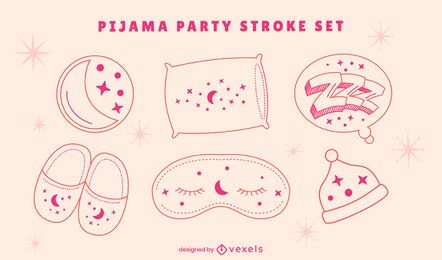 Conjunto de arte de línea de fiesta de pijama para pijamas