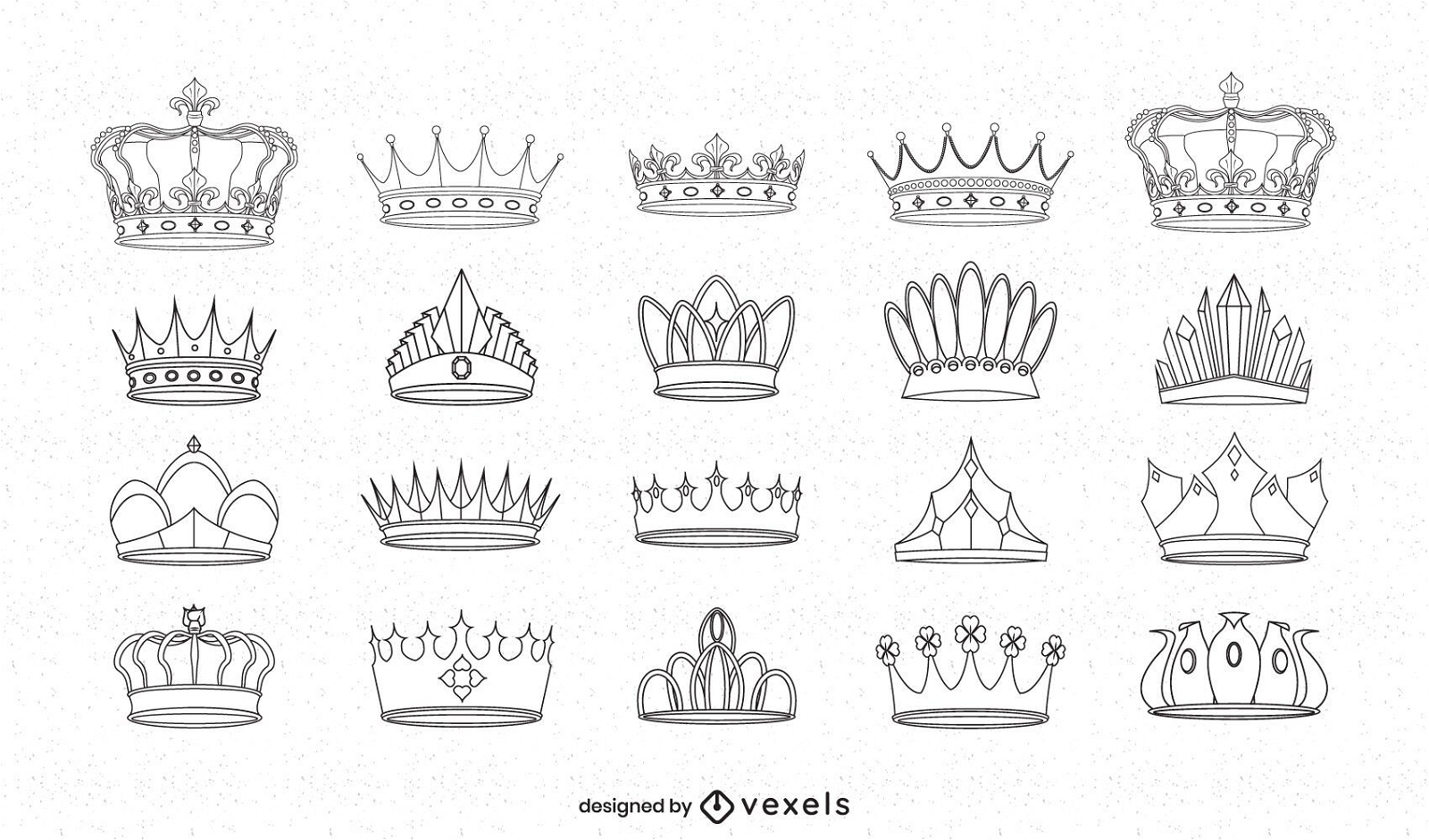 Conjunto de arte de línea de reino de coronas reales