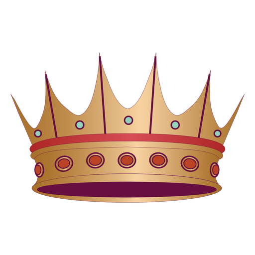 Gold and ruby crown color stroke PNG Design