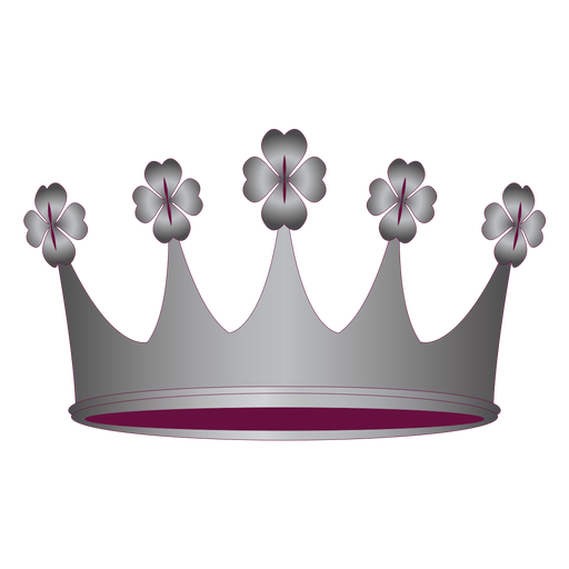 Silver four leaf crown PNG Design