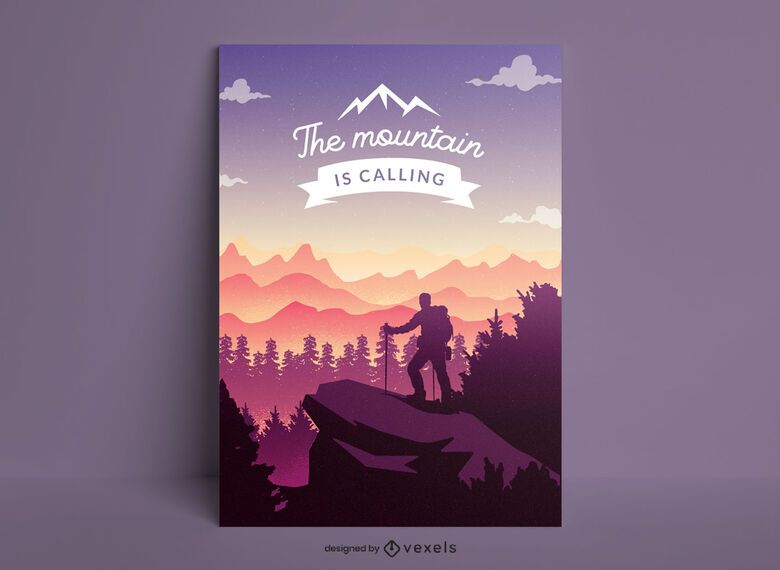 Senderismo paisaje naturaleza cartel diseño. Senderismo paisaje naturaleza cartel diseño.