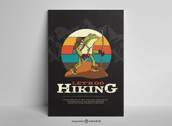 Hiking landscape frog poster design Hiking landscape frog poster design