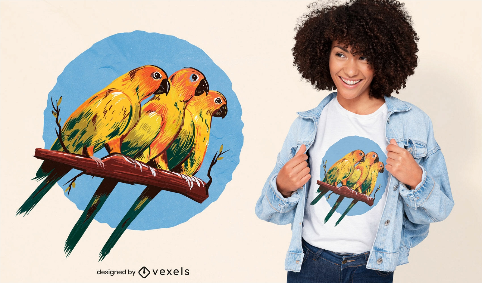 Three parakeets t-shirt design