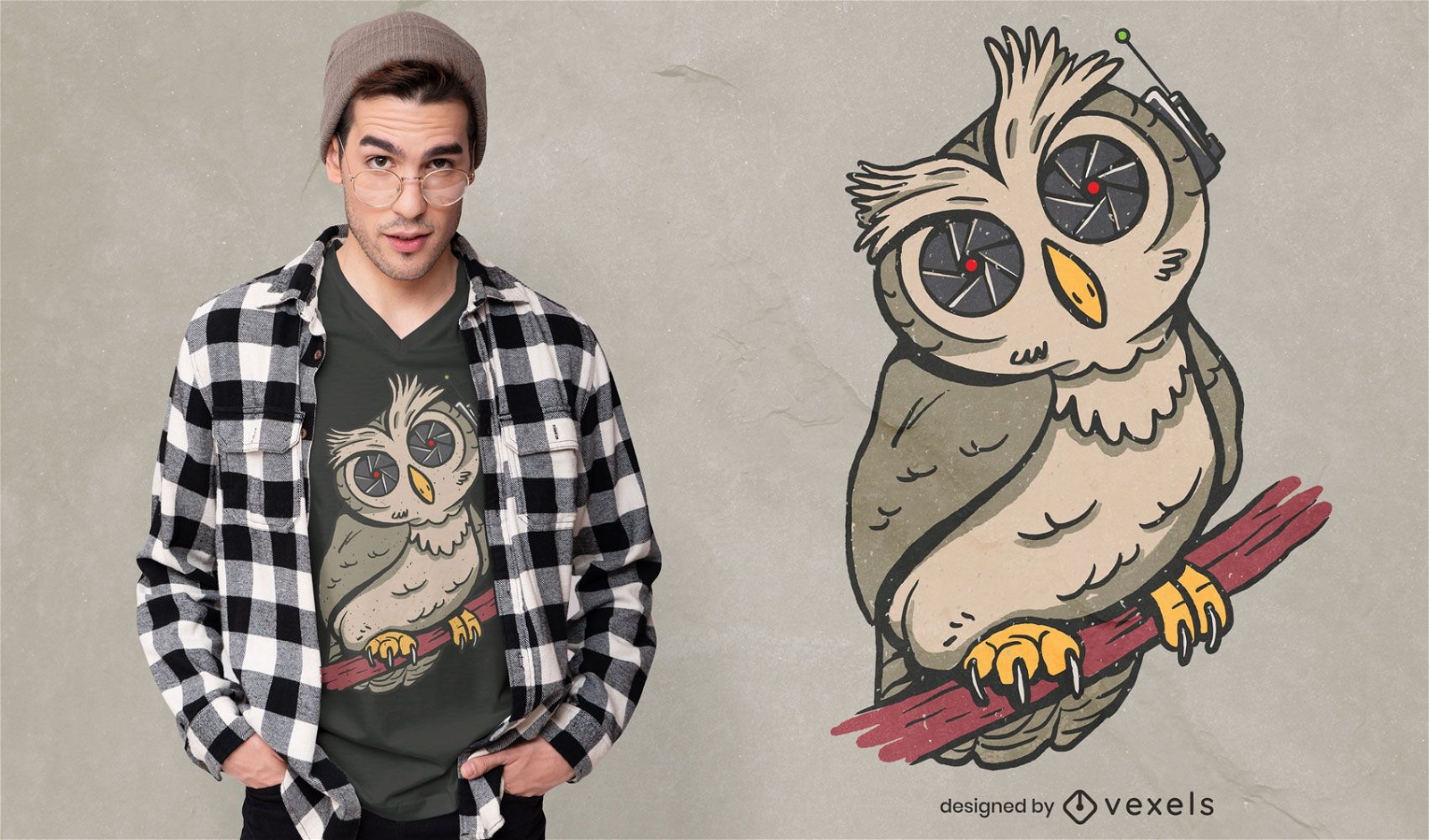 Spy owl bird illustration t-shirt design
