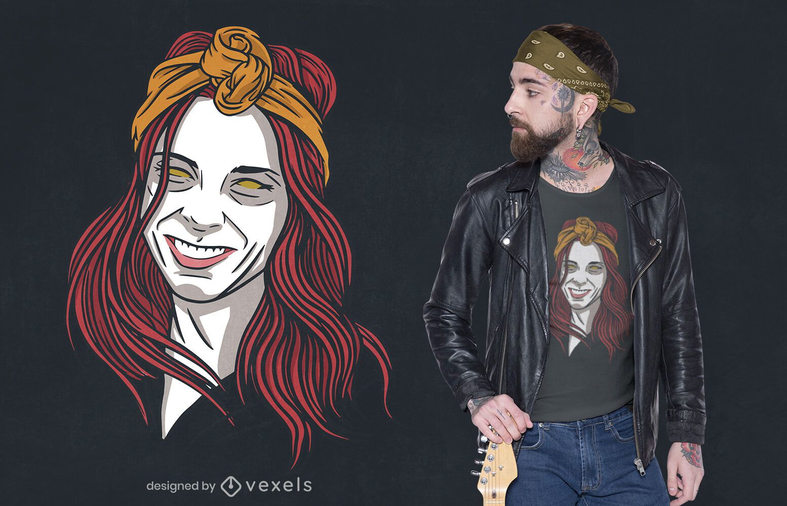 Desenho de t-shirt com ilustra??o de mulher ruiva