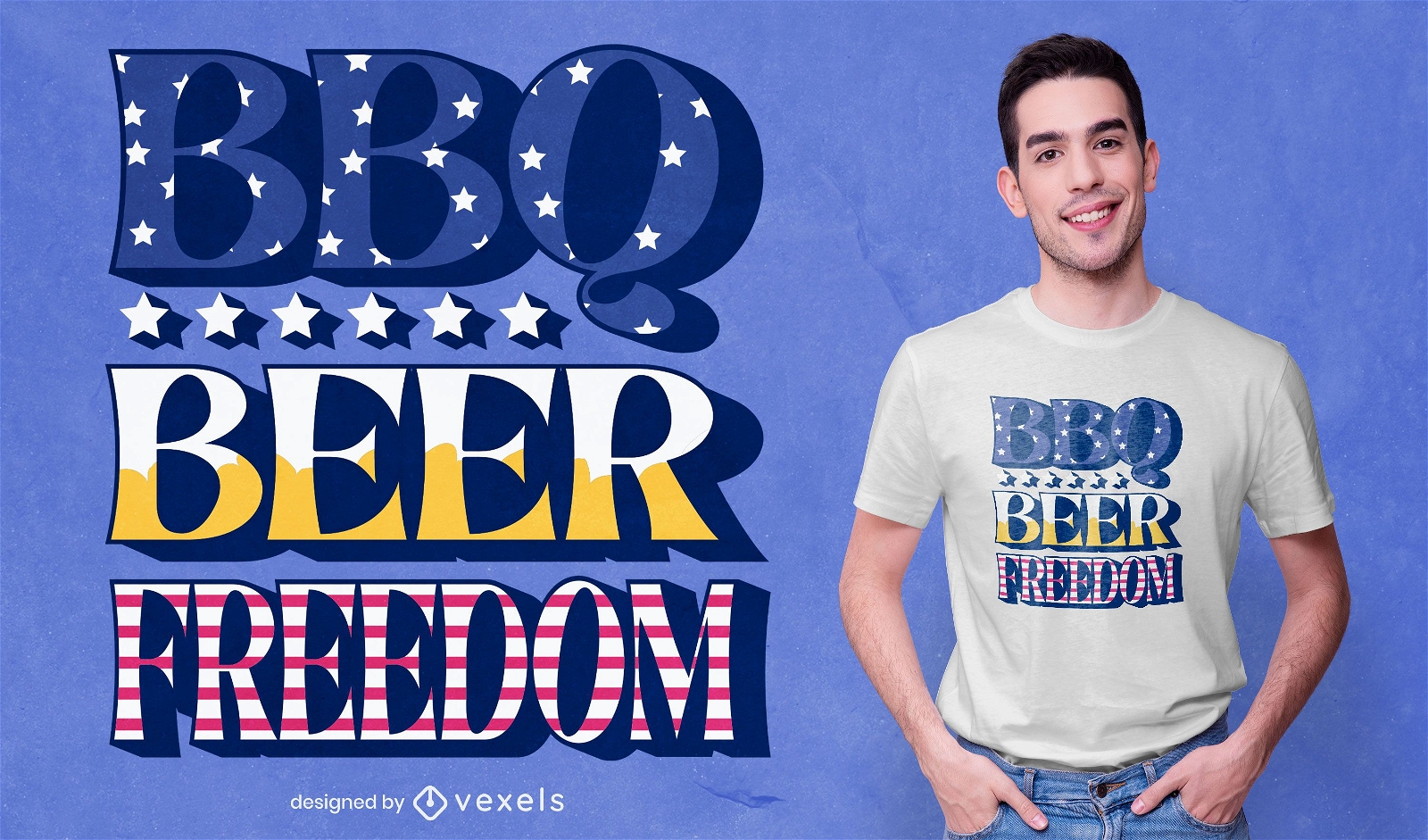 Bbq beer freedom quote t-shirt design