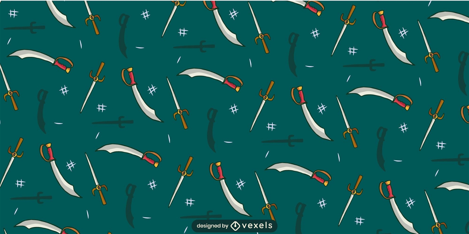 Medieval sword weapon pattern design