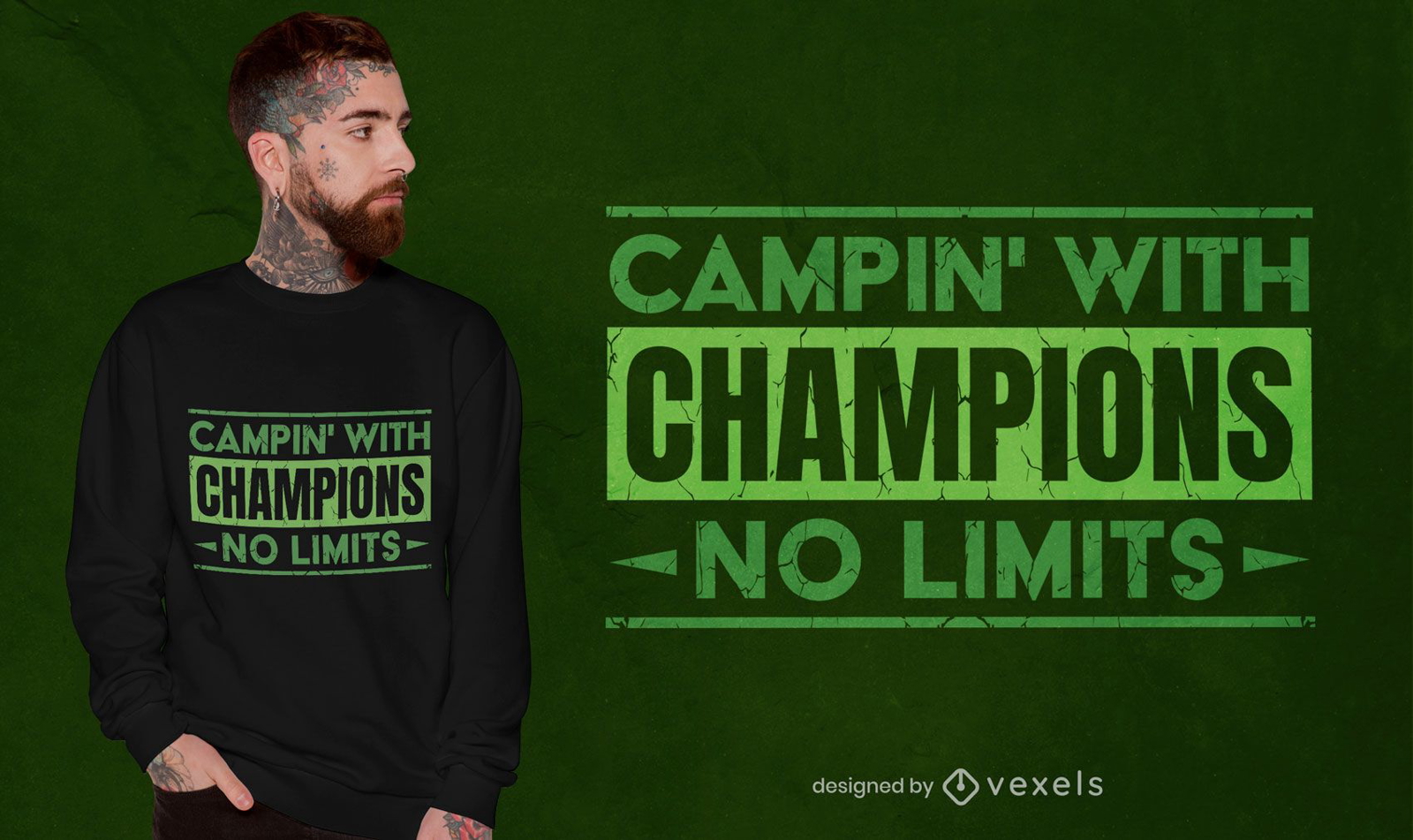 Camping con diseño de camiseta de cita de campeones.