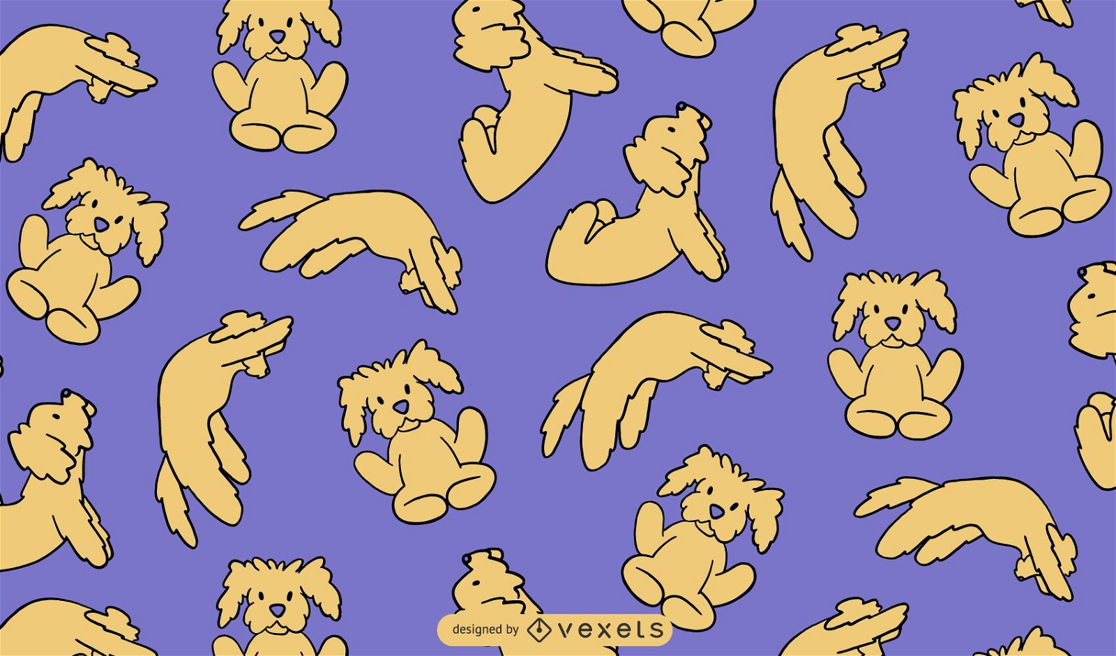 Yoga dog poses cute pattern design