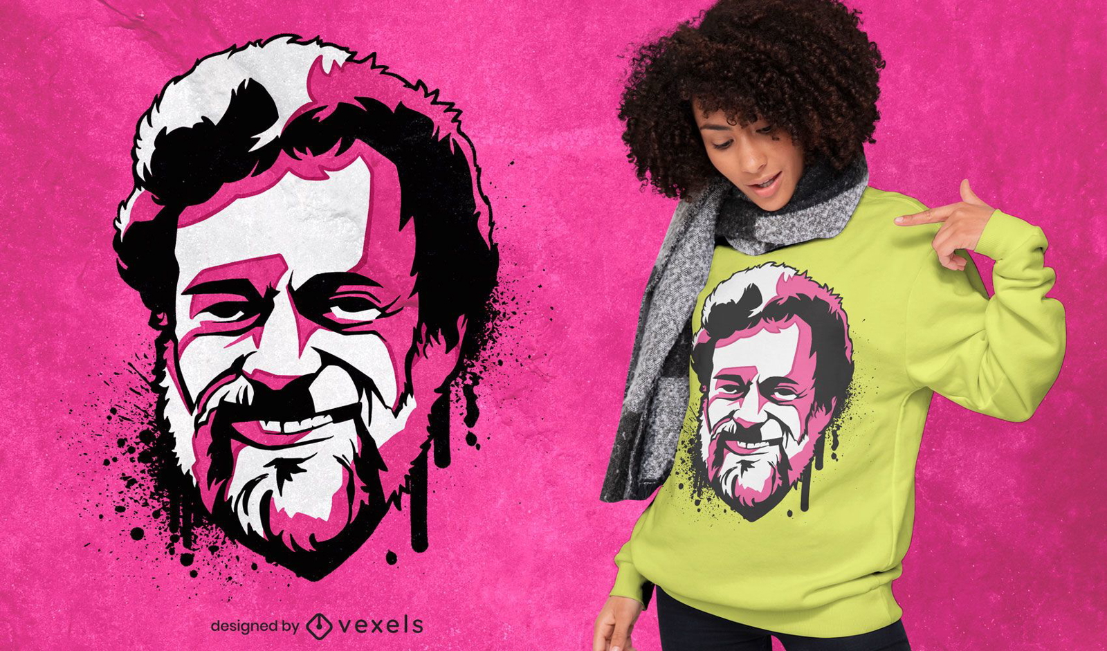 Design de camiseta rosa Terrence Kemp com retrato