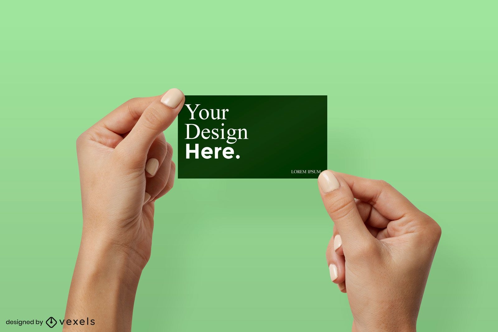 Two hands holding business card mockup